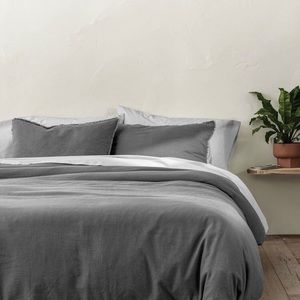 NEW Casaluna DUVET Cover Linen Blend Gray